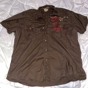 brown button up